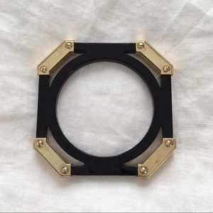 Tory Burch Black & Gold Geometric Bangle Bracelet